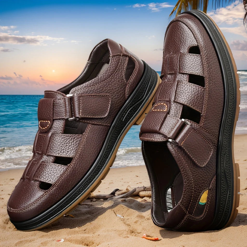 Sandali Da Pescatore Uomo in Pelle – Sandali Estivi Eleganti E Traspiranti