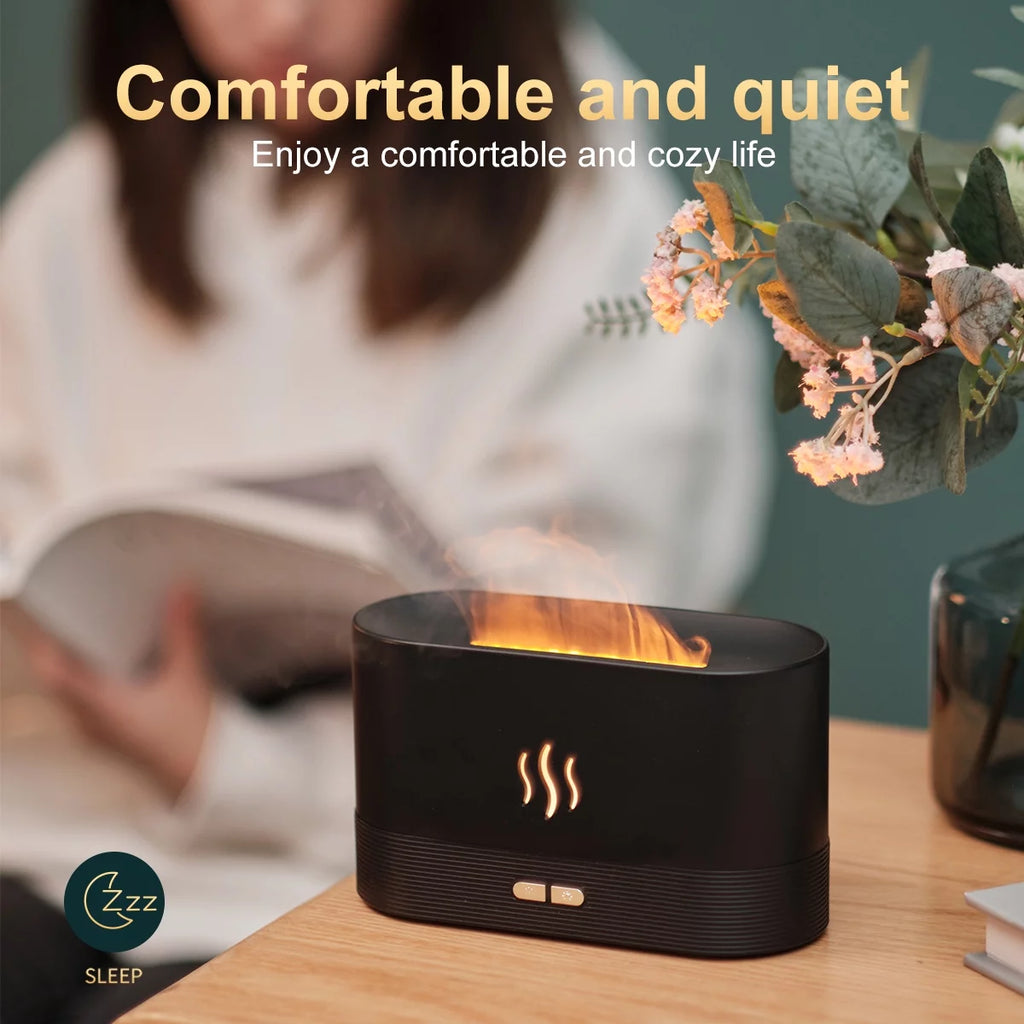 Ultrasonic Humidifier with 7 Colors Flame Lights,Essential Oil Diffuser,For Room,White