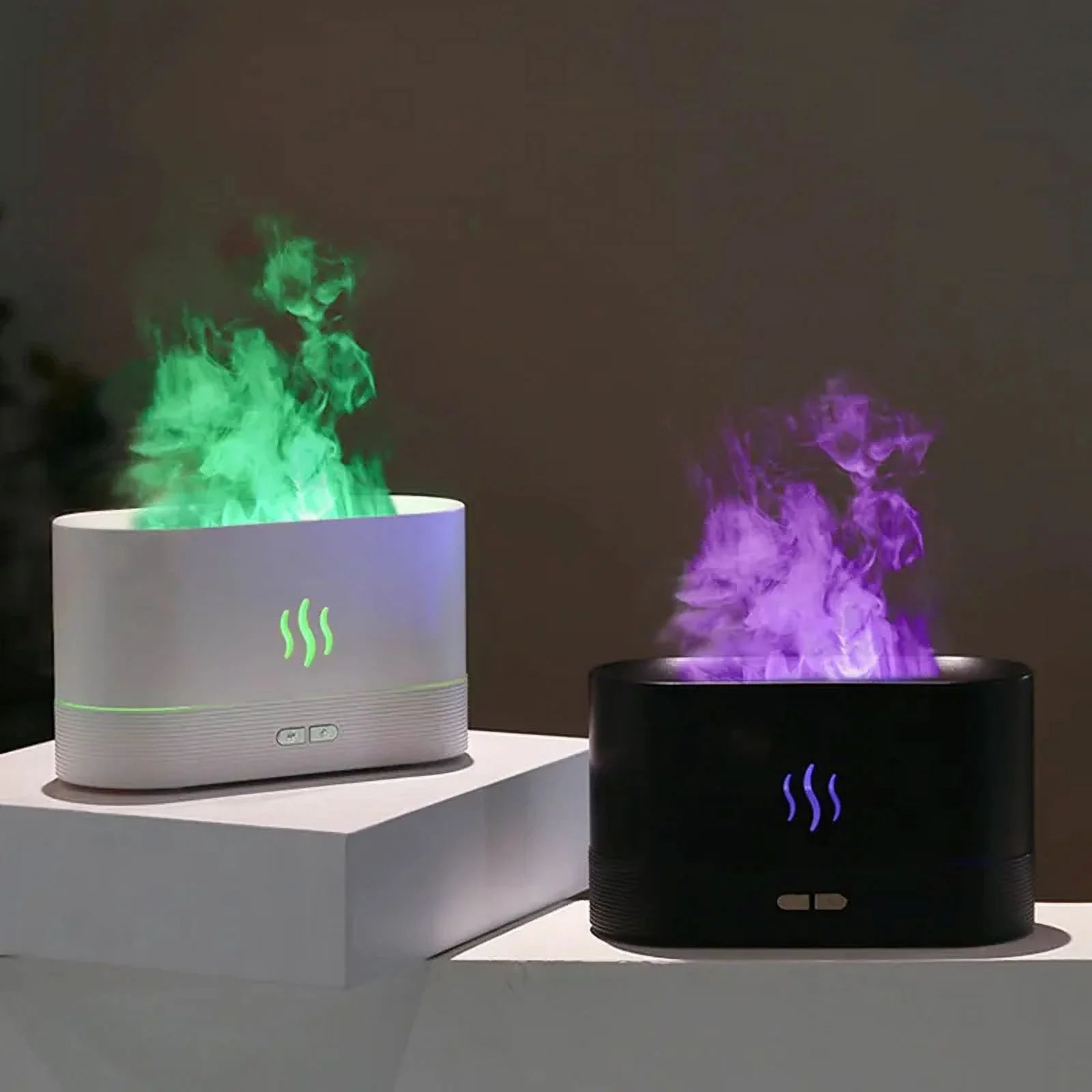 Ultrasonic Humidifier with 7 Colors Flame Lights,Essential Oil Diffuser,For Room,White